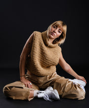 Load image into Gallery viewer, Crochet vest in camel