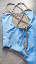 Load image into Gallery viewer, Crossed back swimsuit light blue