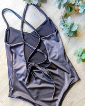 Load image into Gallery viewer, Crossed back swimsuit black