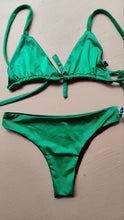 Load image into Gallery viewer, Triangle bikini in black and green