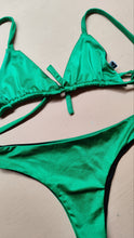 Load image into Gallery viewer, Triangle bikini in black and green