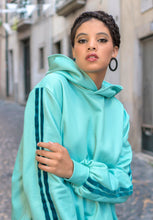 Load image into Gallery viewer, Mint hoodie with stripes