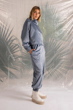 Load image into Gallery viewer, Grey/ Blue velvet elastic pants
