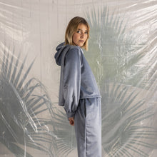 Load image into Gallery viewer, Grey/ blue velvet sweater