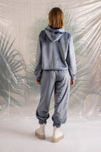 Load image into Gallery viewer, Grey/ blue velvet sweater