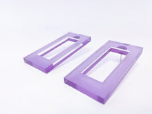 Load image into Gallery viewer, Rectangular lilac acrylic earrings