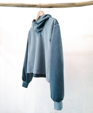 Load image into Gallery viewer, Grey/ blue velvet sweater