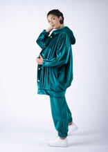 Load image into Gallery viewer, Petrol blue velvet big bomber jacket