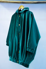 Load image into Gallery viewer, Petrol blue velvet big bomber jacket