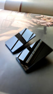Black M rectangular earring