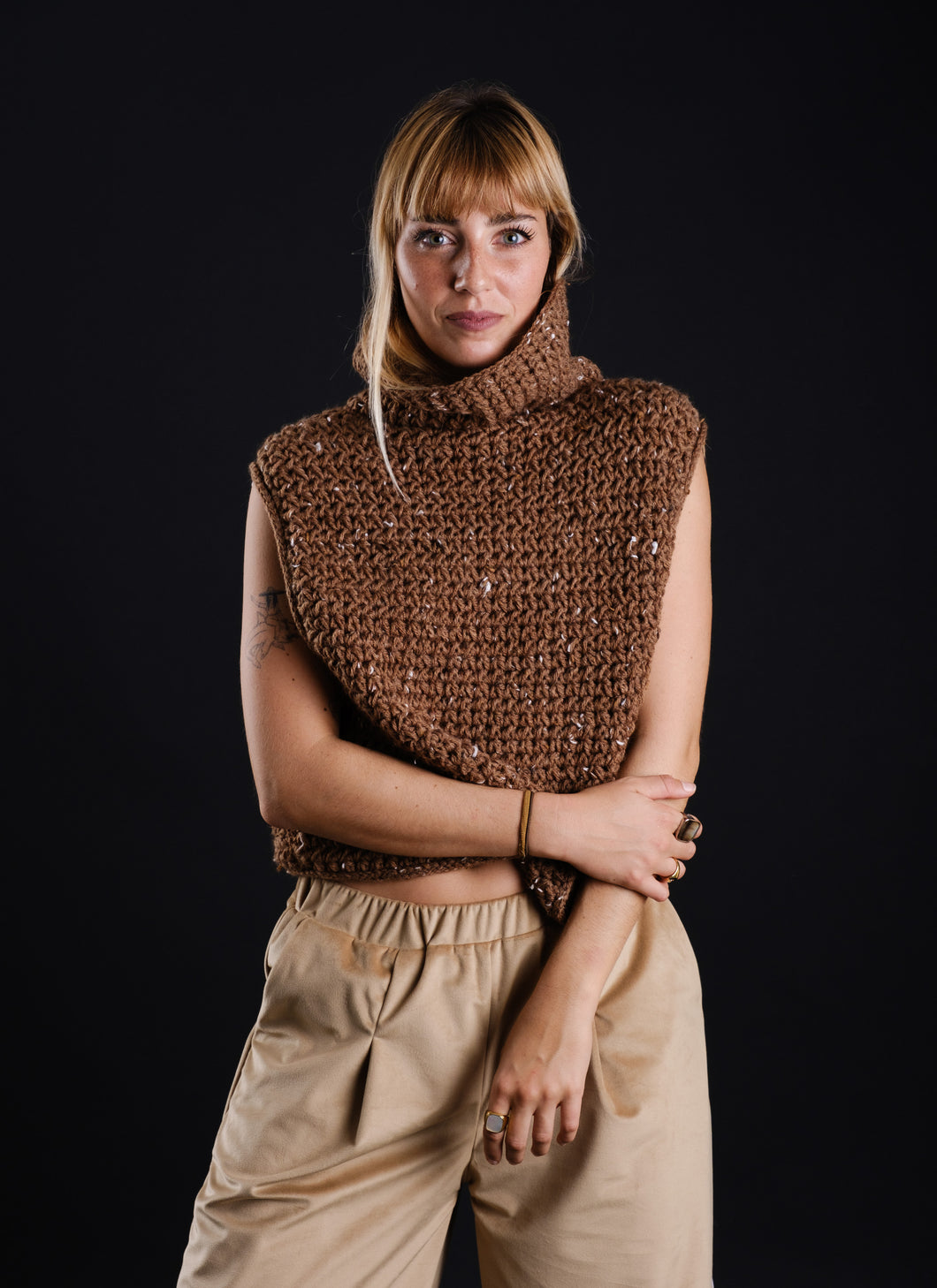 Crochet vest in brown