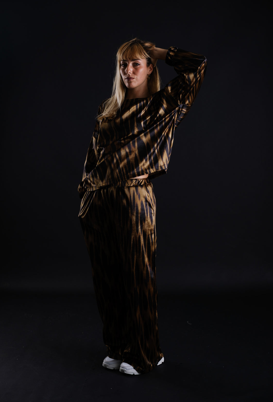 Printed velvet pants