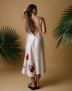 Slip dress in silk printed