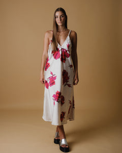 Slip dress in silk printed