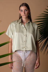 Light green cropped shirt