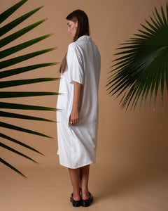Viscose white long dress shirt