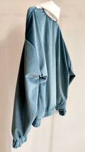 Load image into Gallery viewer, Blue/silver and beige cream jumper
