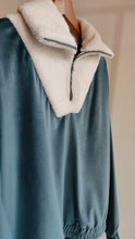 Load image into Gallery viewer, Blue/silver and beige cream jumper
