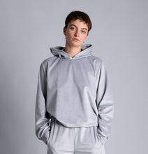 Load image into Gallery viewer, Silver hoodie in velvet
