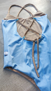 Crossed back swimsuit light blue