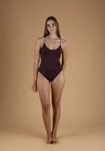 Load image into Gallery viewer, Reversible swimsuit in Bronwn and lilac
