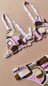 Reversible vintage print bikini