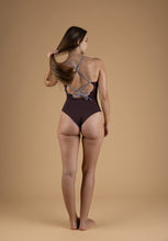 Load image into Gallery viewer, Reversible swimsuit in Bronwn and lilac
