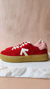 Red and pink sneakers