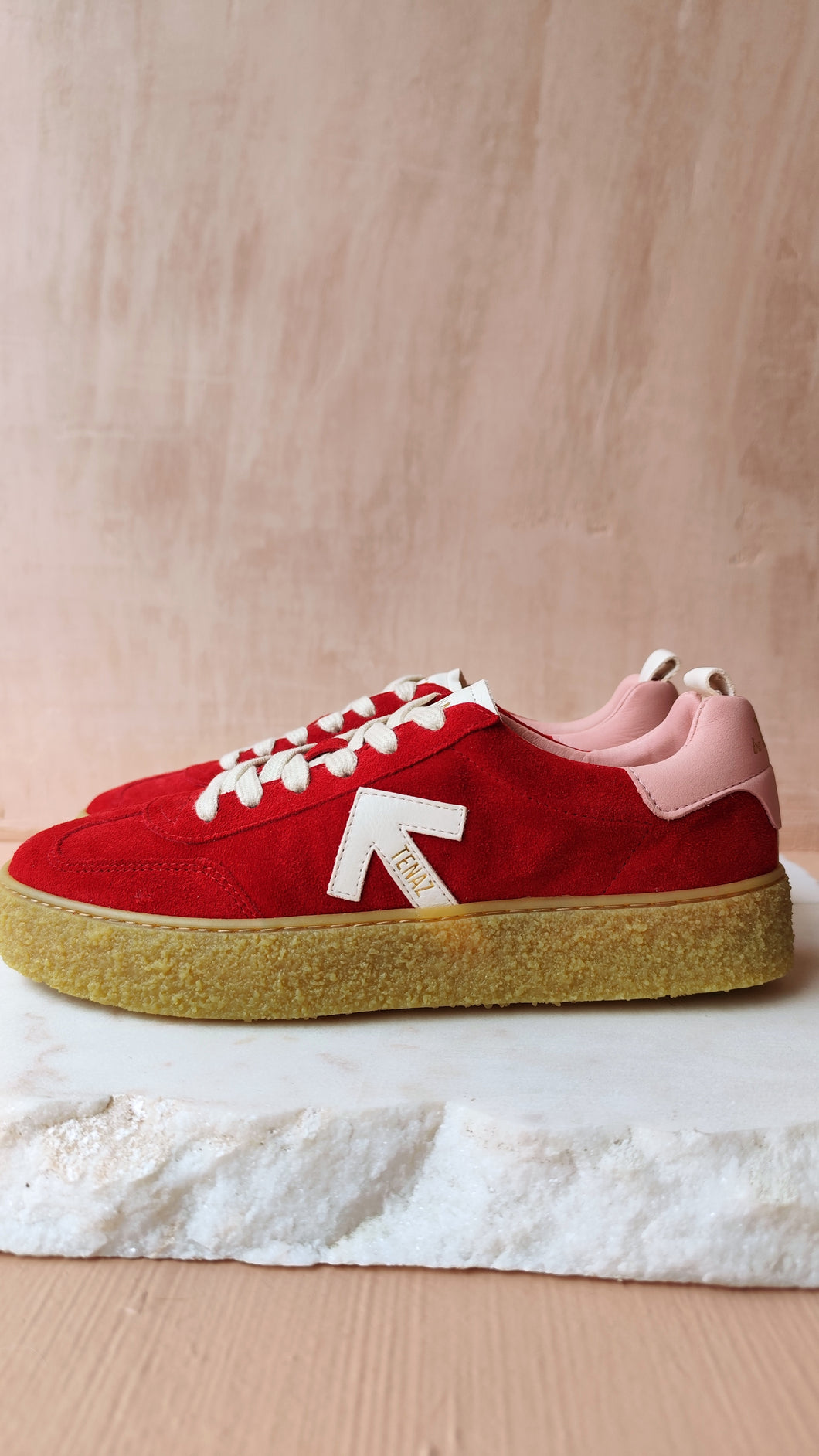 Red and pink sneakers