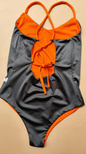 Load image into Gallery viewer, Orange &amp; Bright grey swimsuit
