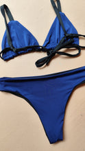 Load image into Gallery viewer, Triangle bikini in navy blue and black
