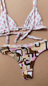 Reversible vintage print bikini