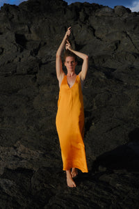 Orange wide dress