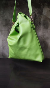 Vegan Hand Bag in green and black