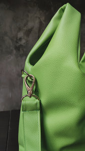 Vegan Hand Bag in green and black