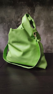 Vegan Hand Bag in green and black