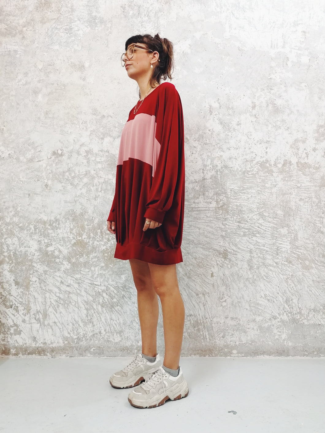 Pleated hoodie dress