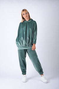 Velvet Pleated Hoodie