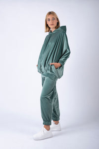 Velvet Pleated Hoodie