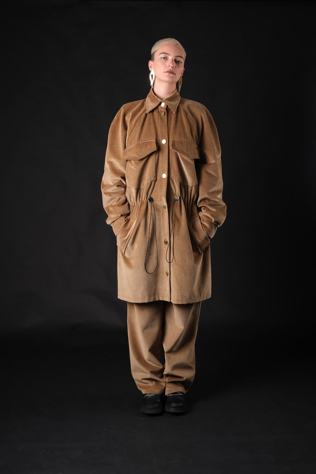 Corduroy unisex coat