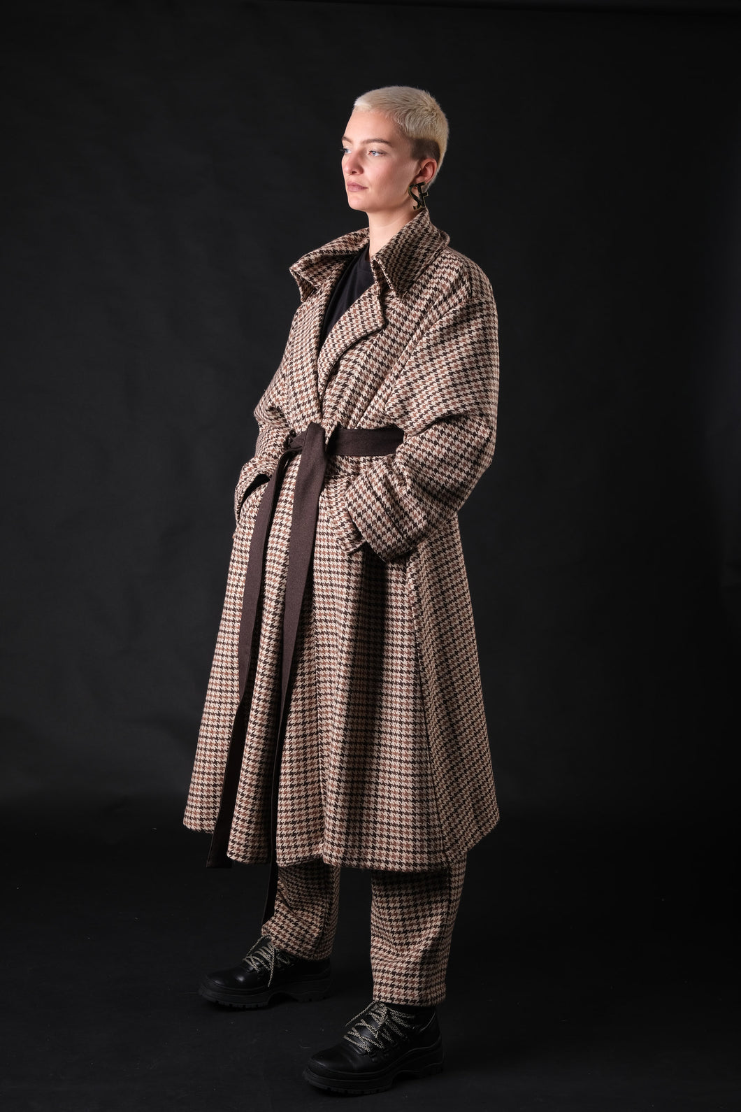 Pied-de-Poule long coat