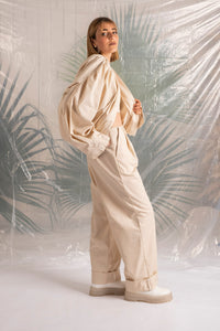 All pleated nude bomber