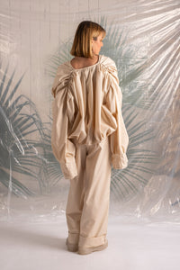 All pleated nude bomber