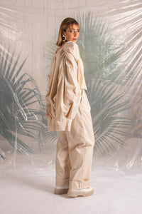 All pleated nude bomber