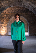 Load image into Gallery viewer, Green pleated janis shirt
