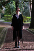 Load image into Gallery viewer, Long dark green velvet coat
