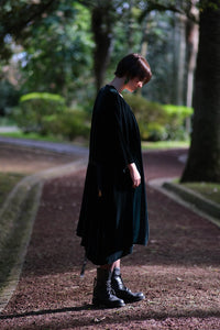 Long dark green velvet coat