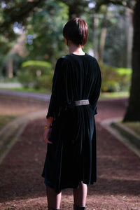 Long dark green velvet coat
