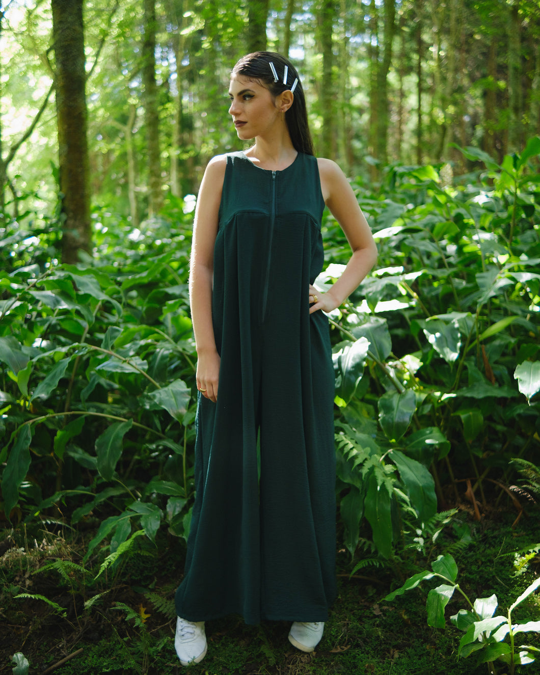 Pleated Jumpsuit in green