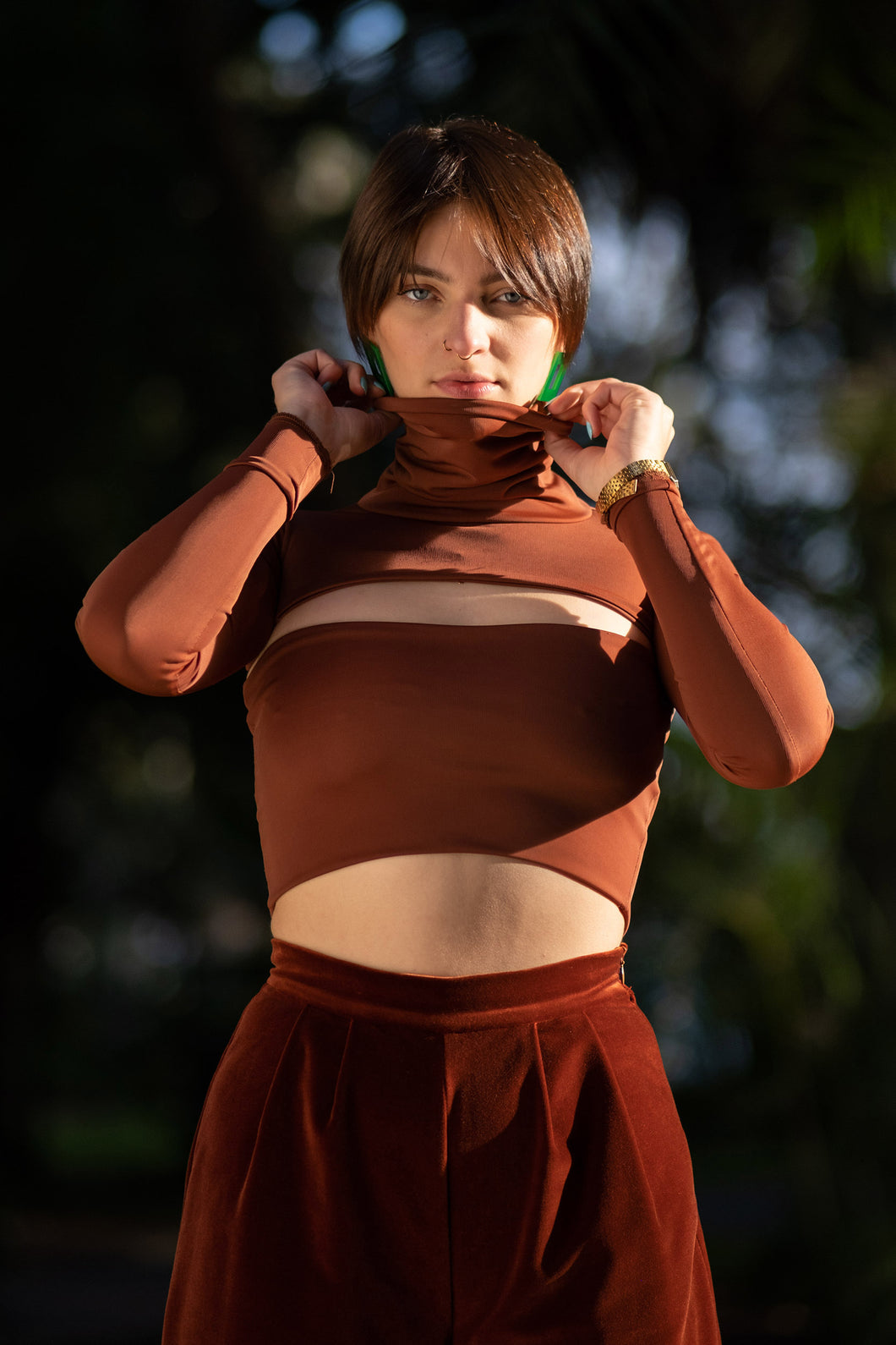 Brown crop top